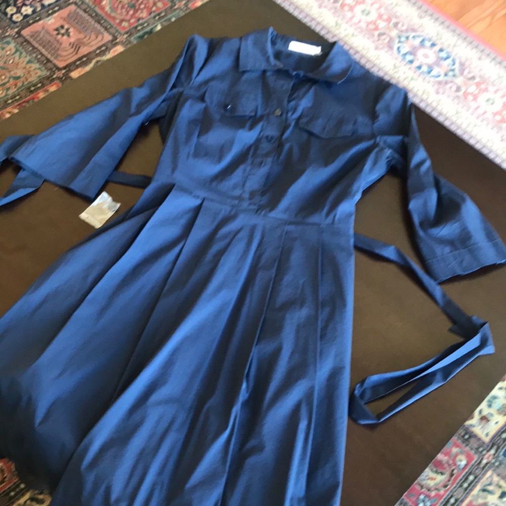 Tory Burch Navy Blue Midi Shirt Dress